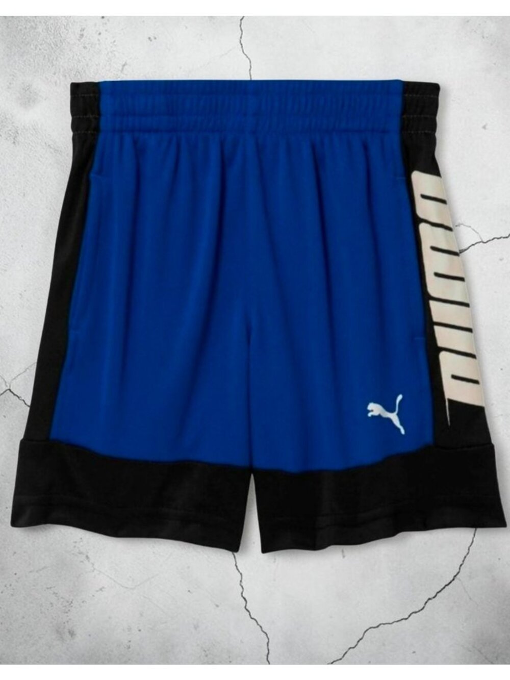 Puma Kids Blue & Black Athletic Shorts With Side Logo Comfortable Fit